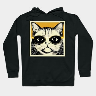 Funny Cat Face With Funky Glasses Pop Art Hoodie